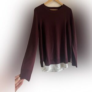 Hilary Radley Maroon Sweater w/ Shirt Tail